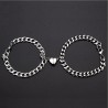 VELESAY 1Paire Couple Chaine Acier Inoxydable Bracelet Connecté Magnétique Bracelet Couple Amoureux pour 2 Link Chain Bracelets