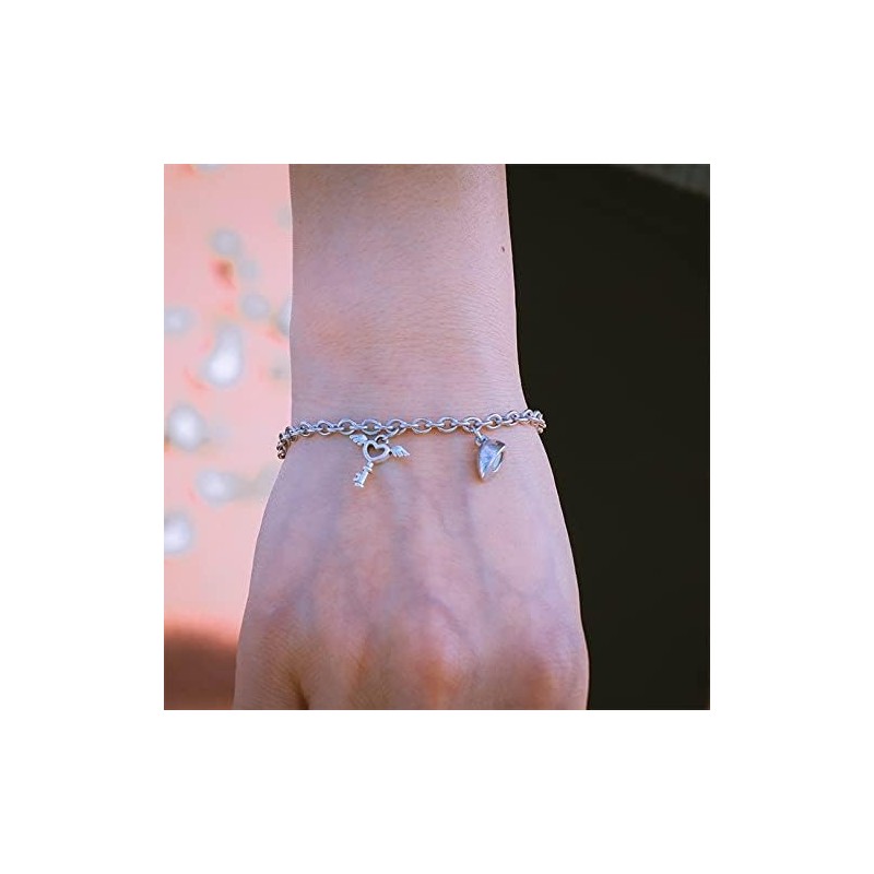 VELESAY 1Paire Couple Chaine Acier Inoxydable Bracelet Connecté Magnétique Bracelet Couple Amoureux pour 2 Link Chain Bracelets